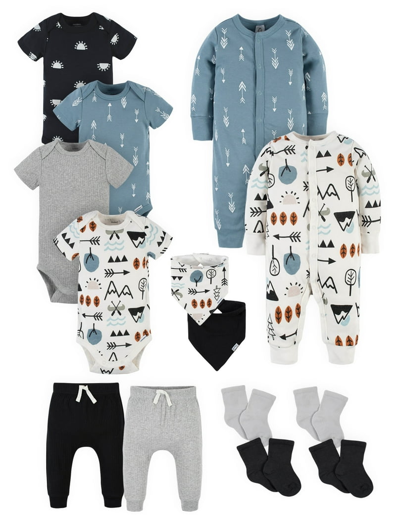Gerber Baby Boys Gift Set 14-Piece Newborn-12M Cotton