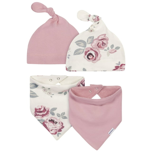 Modern Moments by Gerber Baby Girl Accessory Set, 4Piece, Newborn0/6