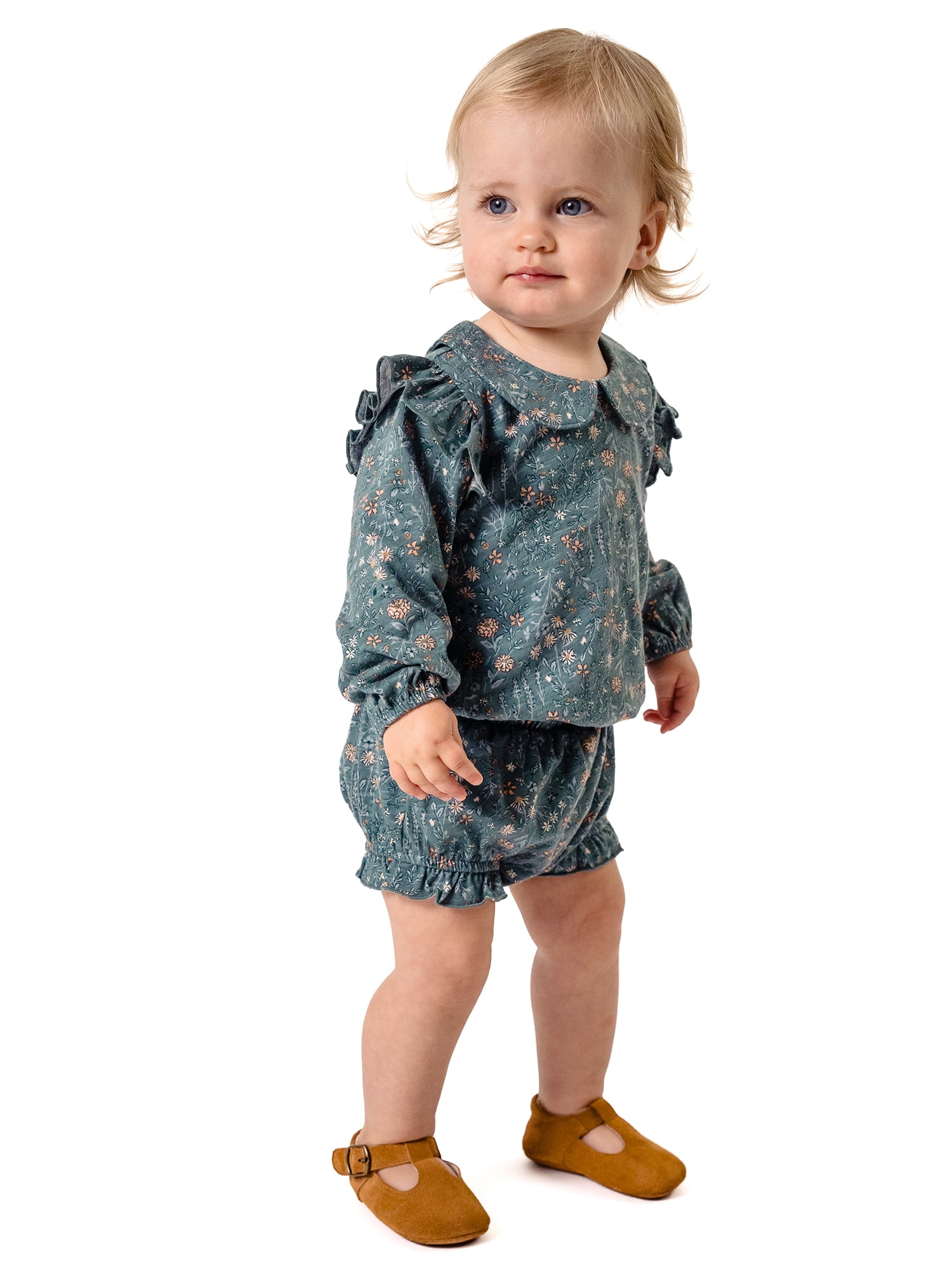 Modern Moments by Gerber Baby Girl Bloomer Outfit Set with Ruffle, 2-Piece, Sizes 0/3 Months - 24 Months