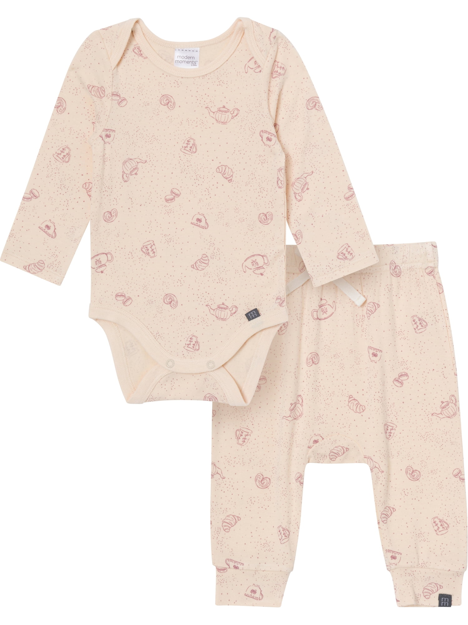 Modern Moments by Gerber Baby Girl Bodysuit and Pant Outfit Set, 2-Piece, Sizes 0/3 Months - 18 Months