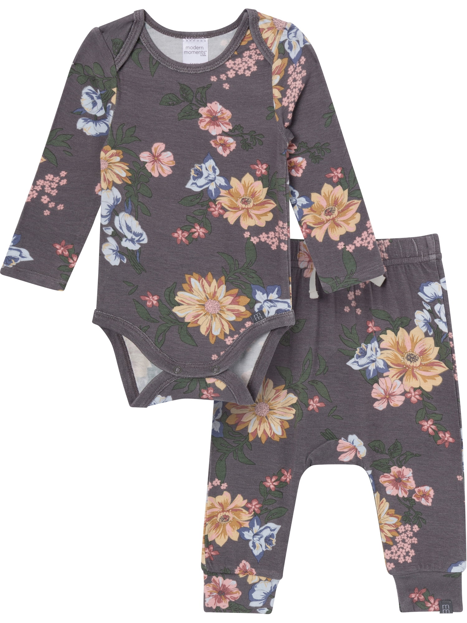 Modern Moments by Gerber Baby Girl Bodysuit and Pant Outfit Set, 2-Piece, Sizes 0/3 Months - 18 Months