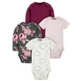 thumbnail image 1 of Modern Moments by Gerber Baby Girl Bodysuits, 4-Pack (Newborn-12 Months), 1 of 9
