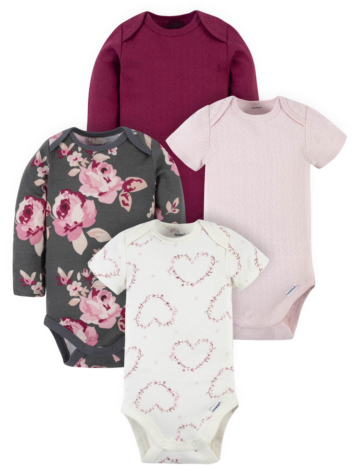 Modern Moments by Gerber Baby Girl Bodysuits, 4-Pack (Newborn-12 Months)