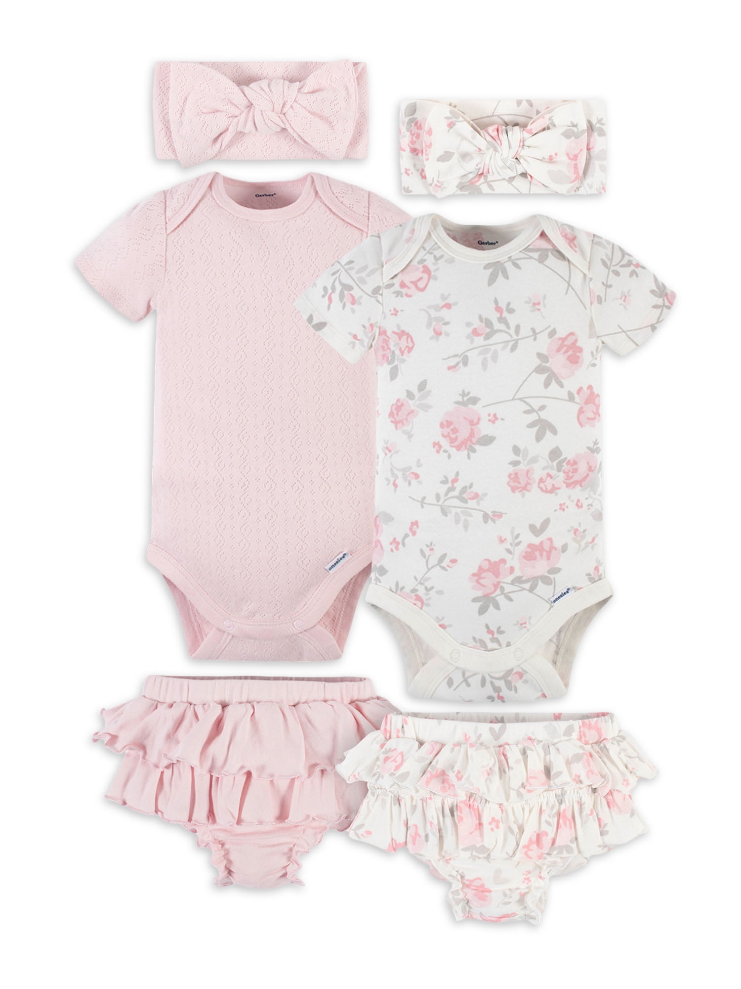 Modern Moments by Gerber Baby Girl Bodysuits, Diaper Covers & Headbands