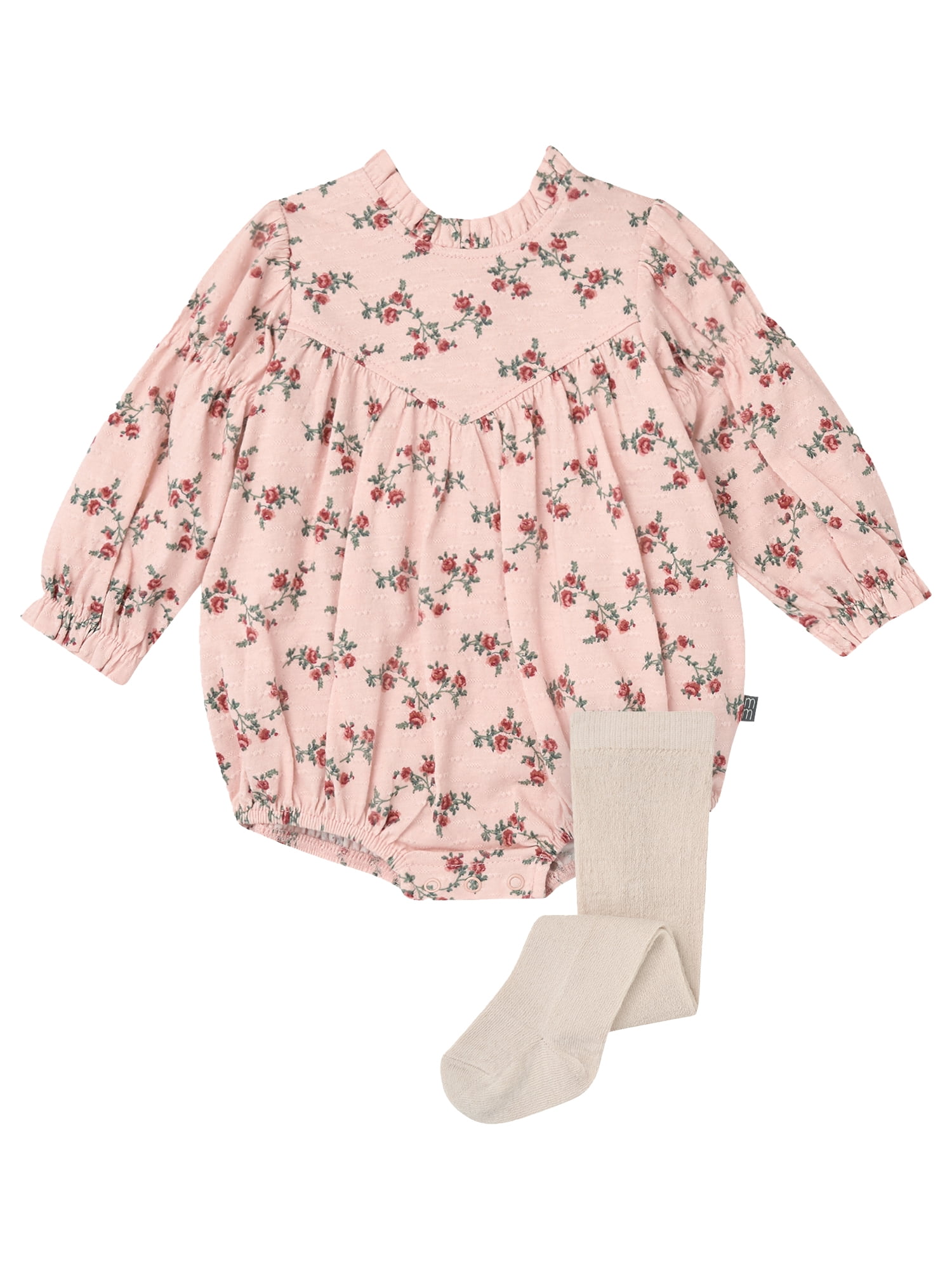 Modern Moments by Gerber Baby Girl Bubble Romper and Tights Outfit Set, 2-Piece, 0/3 Months - 24 Months