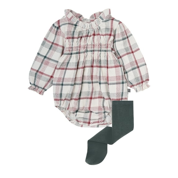 Modern Moments By Gerber Baby Girl Bubble Romper and Tights Outfit Set, 2-Piece, Sizes 0/3 Months - 24 Months