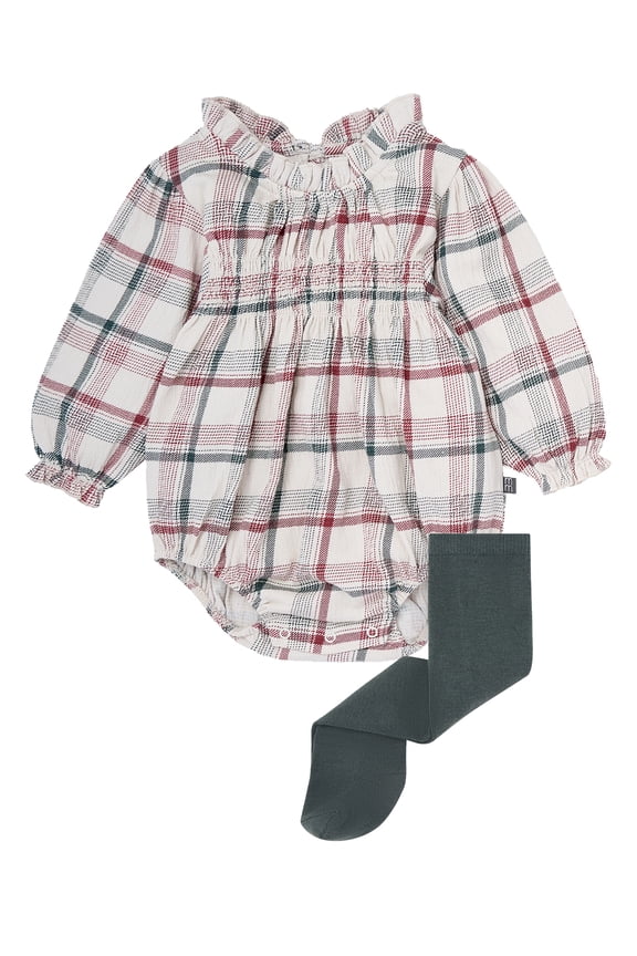 by Gerber Baby Girl Bubble Romper and Tights Outfit Set, 2-Piece, Sizes 0/3 Months - 24 Months