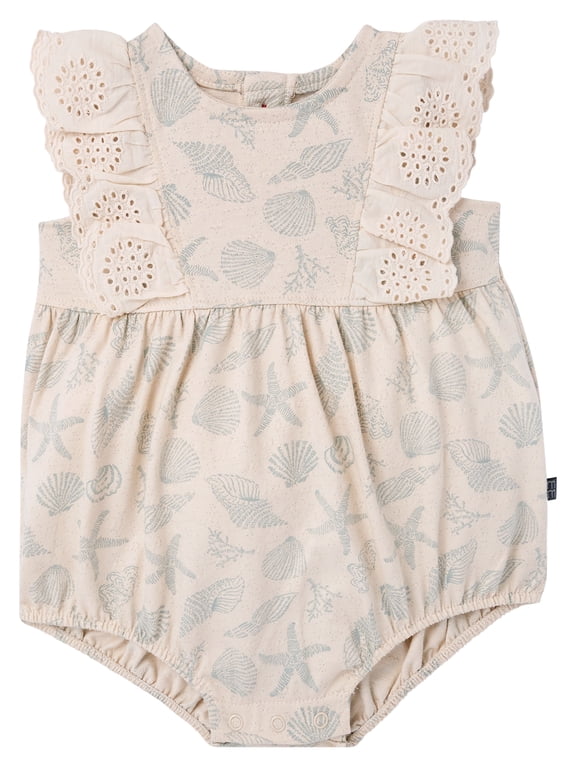 by Gerber Baby Girl Bubble Romper with Eyelet Trim, Sizes 0/3 onths - 24 Months