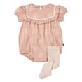 thumbnail image 1 of Modern Moments by Gerber Baby Girl Bubble Romper with Ric-Rac and Tights Outfit Set, 2-Piece, 0/3 Months - 24 Months, 1 of 10