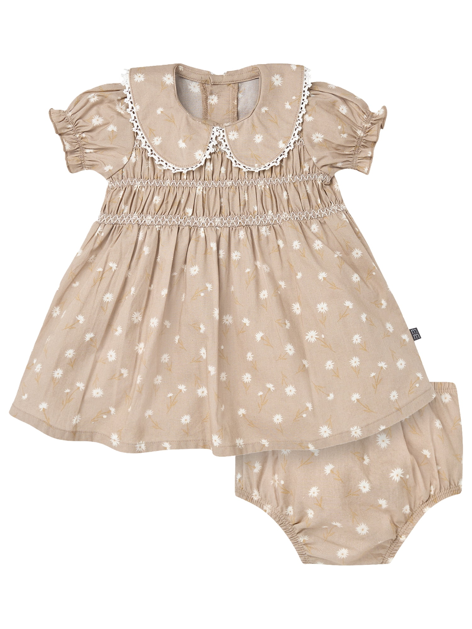 Modern Moments by Gerber Baby Girl Collared Dress and Diaper Cover, 2-Piece, 0/3 Months - 24 Months