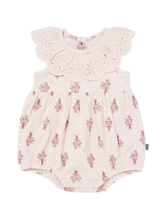 by Gerber Baby Girl Cotton Ruffle Novelty Lace Bubble Romper, Sizes 0/3 Months - 24 Months