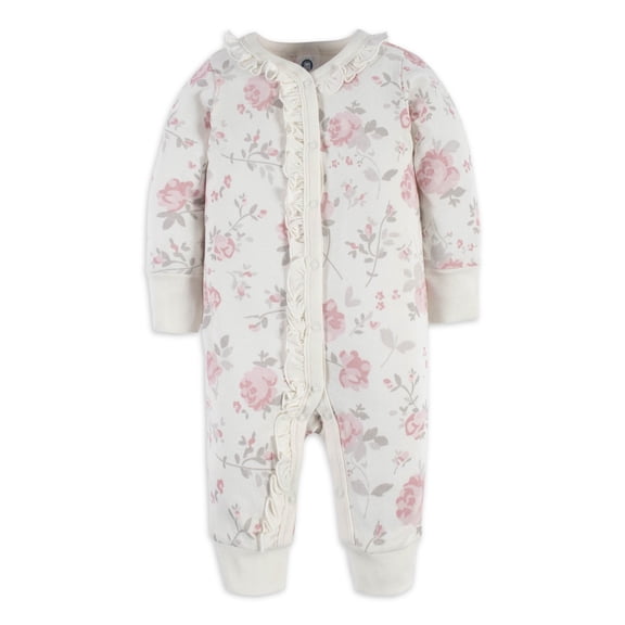 Modern Moments by Gerber Baby Girl Coverall With Mitten Cuffs, Newborn - 0/3 Months