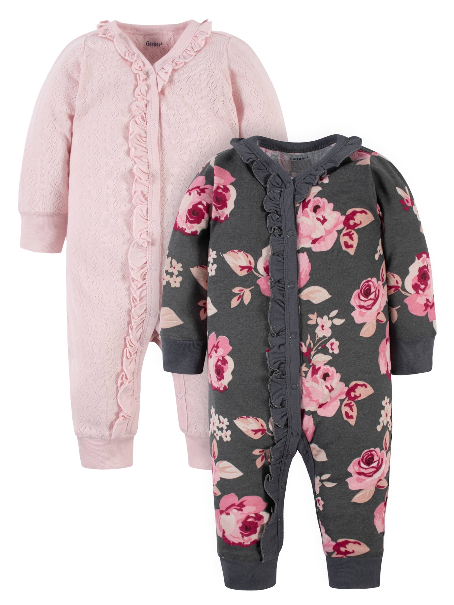 Modern Moments by Gerber Baby Girl Coveralls, 2-Pack (Newborn-12 Months)
