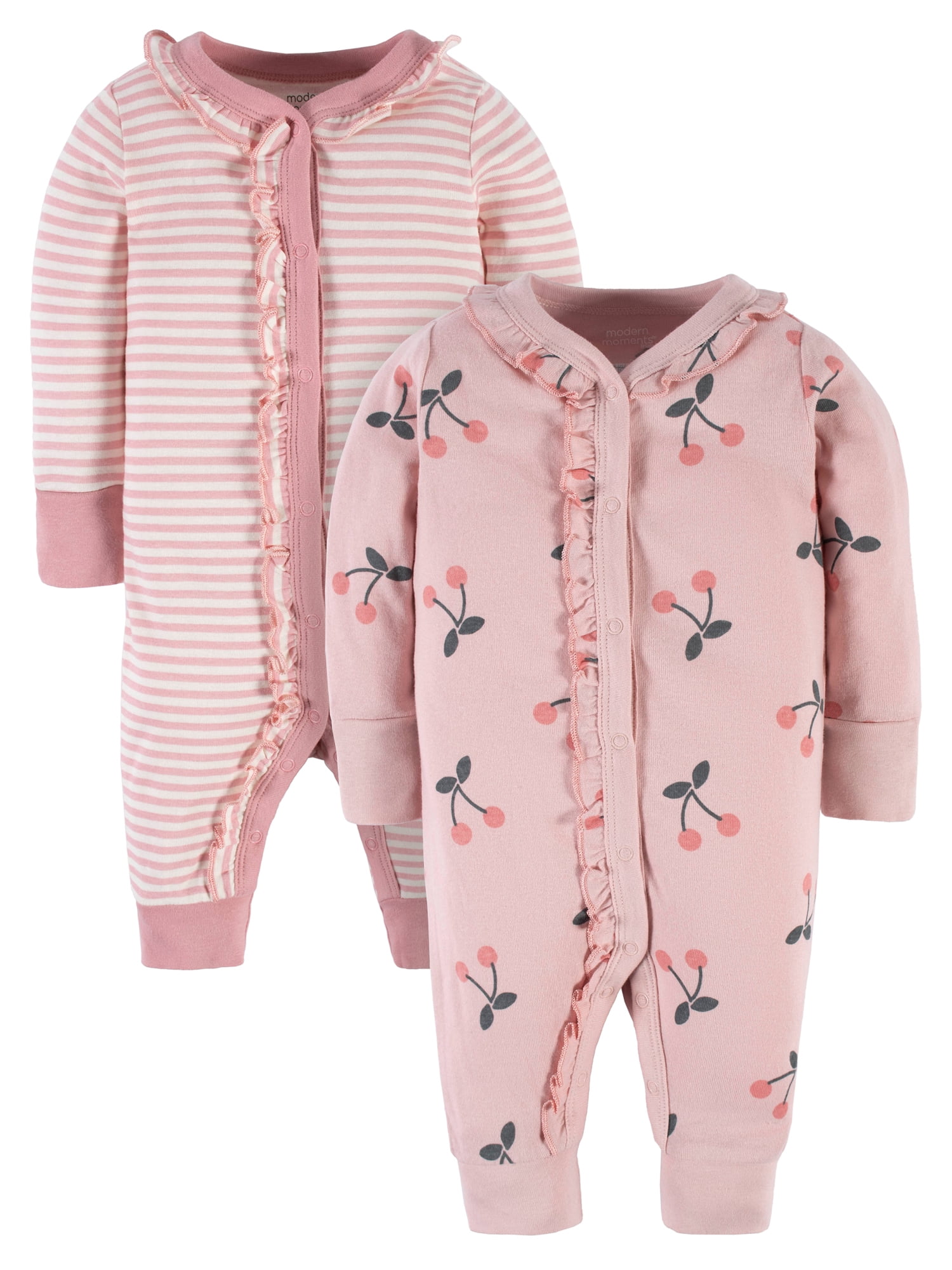 Modern Moments by Gerber Baby Girl Coveralls, 2-Pack, Sizes Newborn-24M