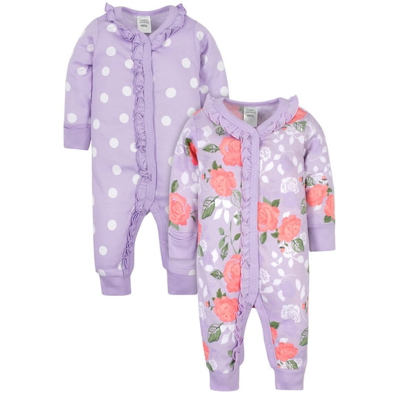 Modern Moments by Gerber Baby Girl Coveralls, 2-Pack, Sizes Newborn-24M