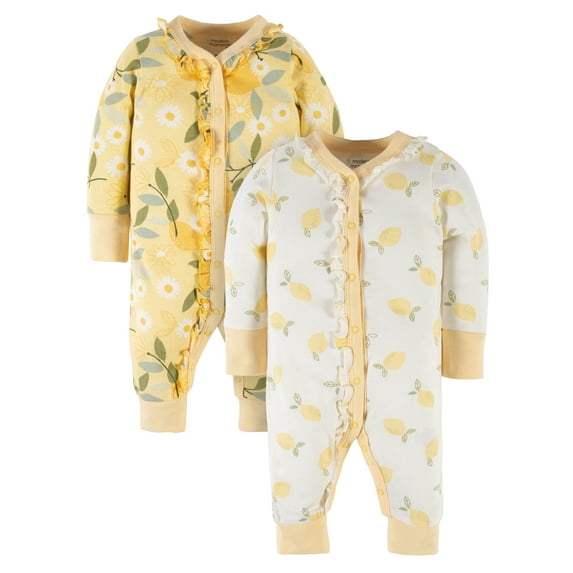 Modern Moments by Gerber Baby Girl Coveralls, 2-Pack, Sizes Newborn-24M