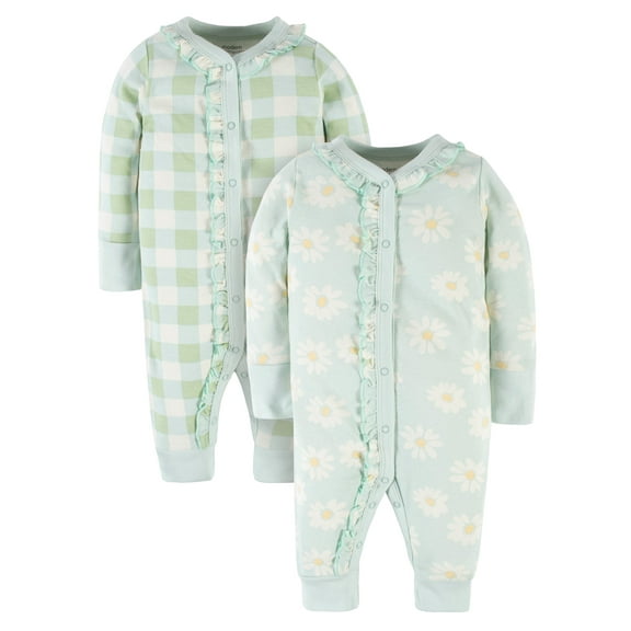 Modern Moments by Gerber Baby Girl Coveralls, 2-Pack, Sizes Newborn-24M