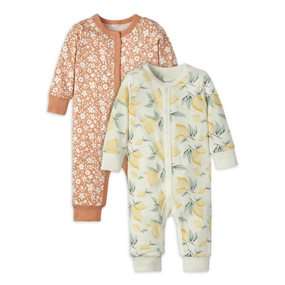 Modern Moments by Gerber Baby Girl Coveralls, 2-Pack, Sizes Newborn-24M
