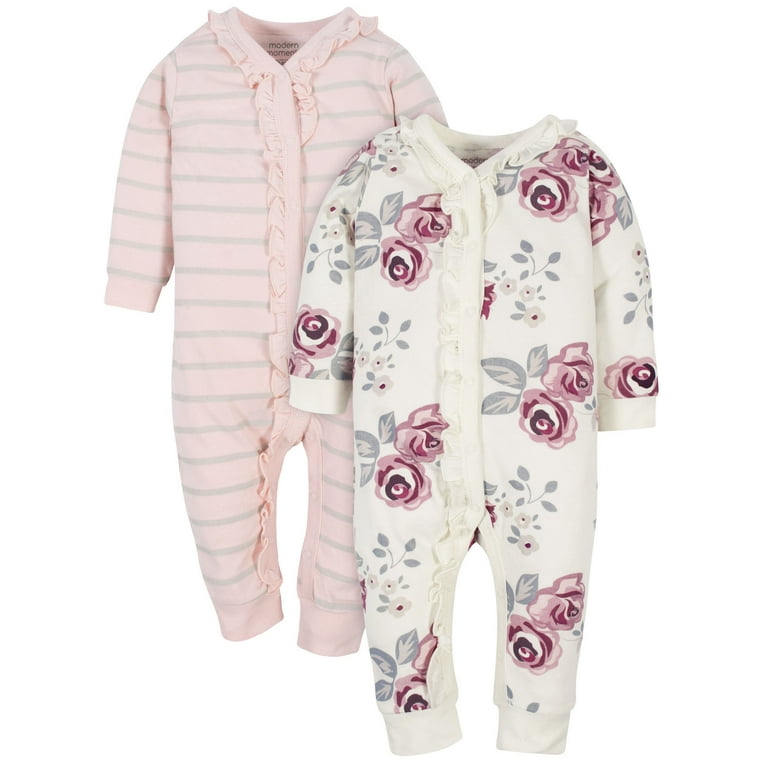 Modern Moments by Gerber Baby Girl Coveralls, 2-Pack - Walmart.com