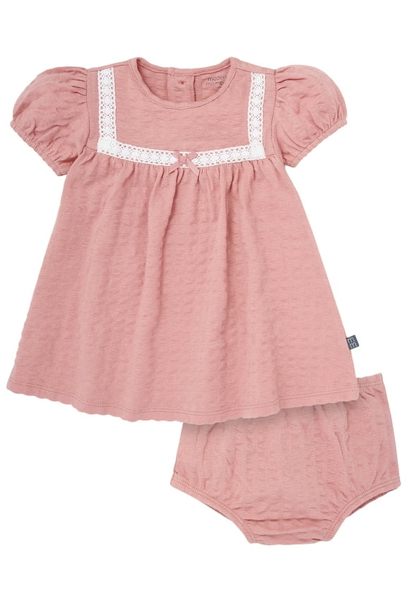 by Gerber Baby Girl Dress With Ribbon Lace and Diaper Cover Set, 2-Piece, Sizes 0/3 Months - 24 Months