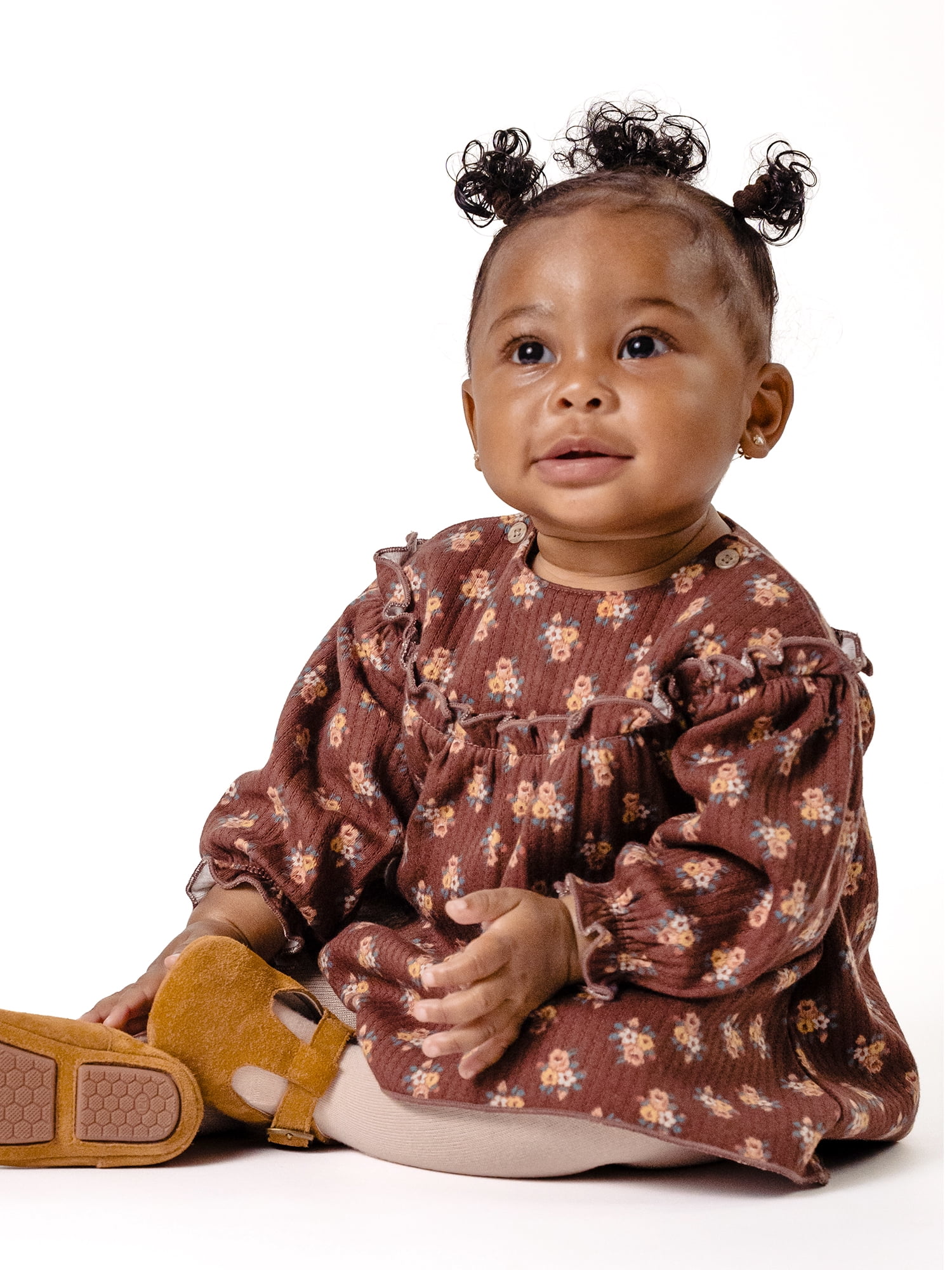 Modern Moments by Gerber Baby Girl Dress with Ruffle Bib and Tights, 2-Piece, Sizes 0/3 Months - 24 Months