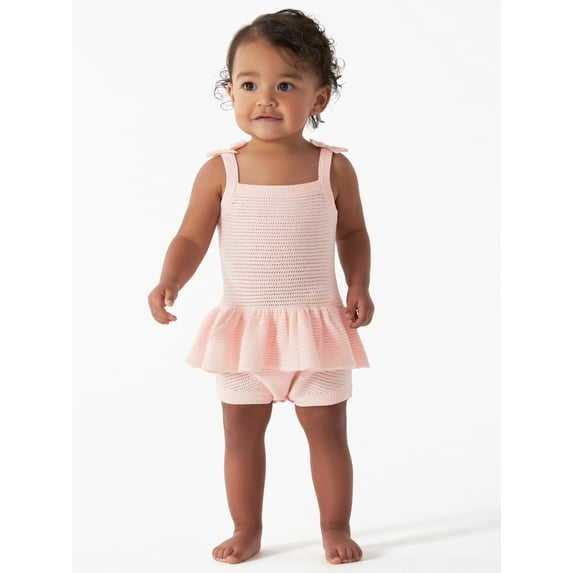 Modern Moments by Gerber Baby Girl Embroidered Pointelle Romper, Sizes 0/3M-24M