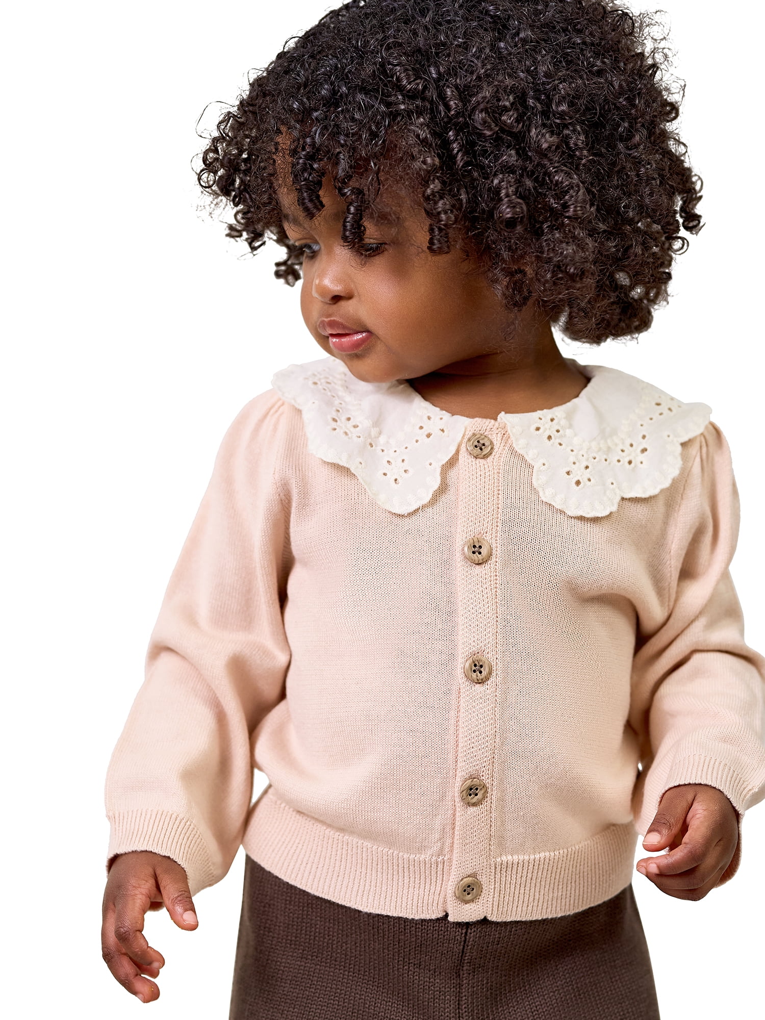 Modern Moments by Gerber Baby Girl Eyelet Collar Sweater, Sizes 0/3 Months - 24 Months