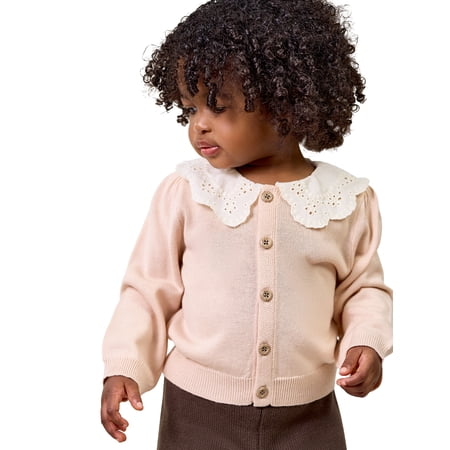 Modern Moments by Gerber Baby Girl Eyelet Collar Sweater, Sizes 0/3 Months - 24 Months