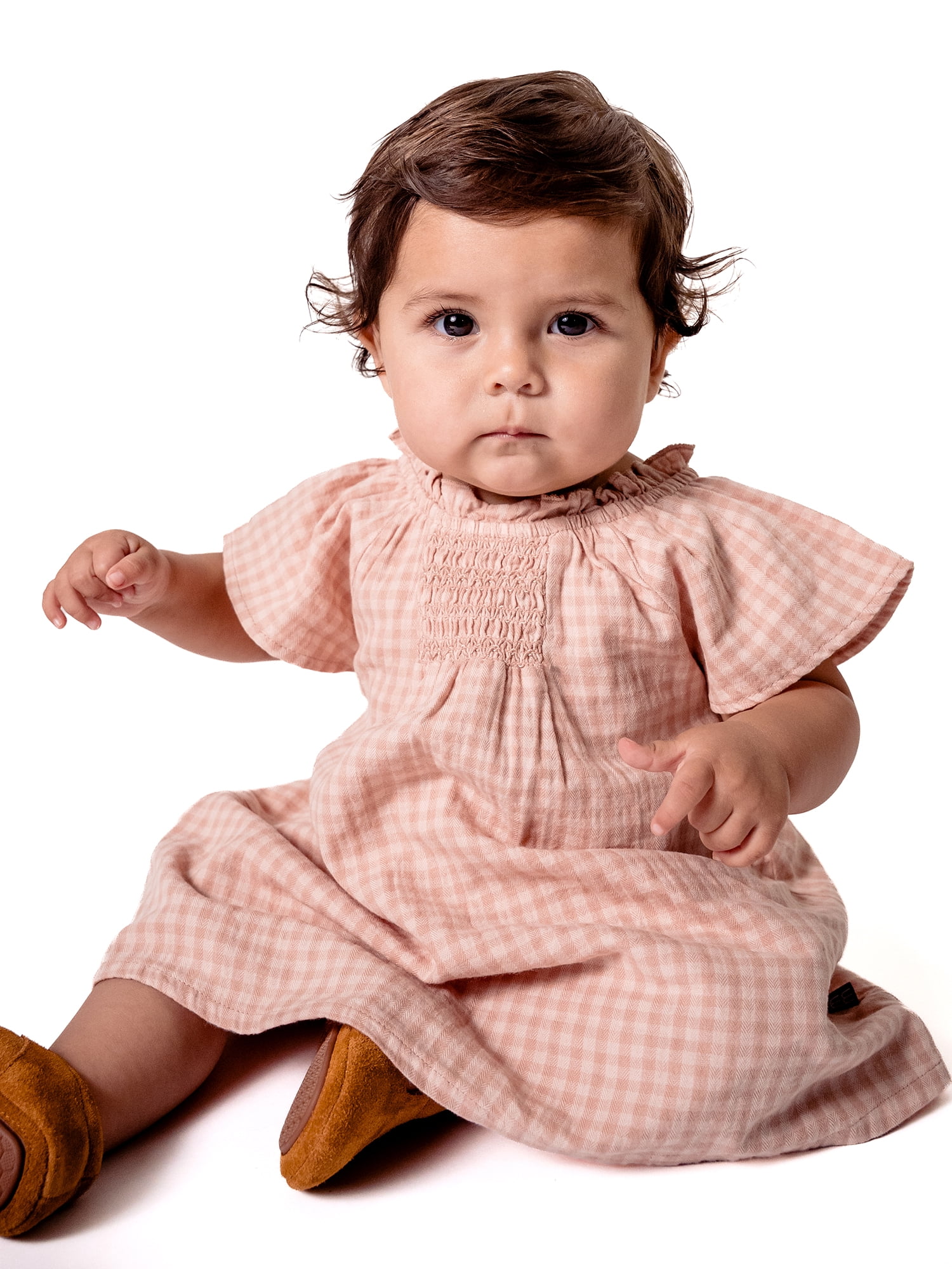 Modern Moments by Gerber Baby Girl Flutter Sleeve Dress and Diaper Cover, 2-Piece, 0/3 Months - 24 Months