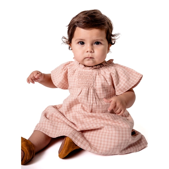 Modern Moments by Gerber Baby Girl Flutter Sleeve Dress and Diaper Cover, 2-Piece, 0/3 Months - 24 Months