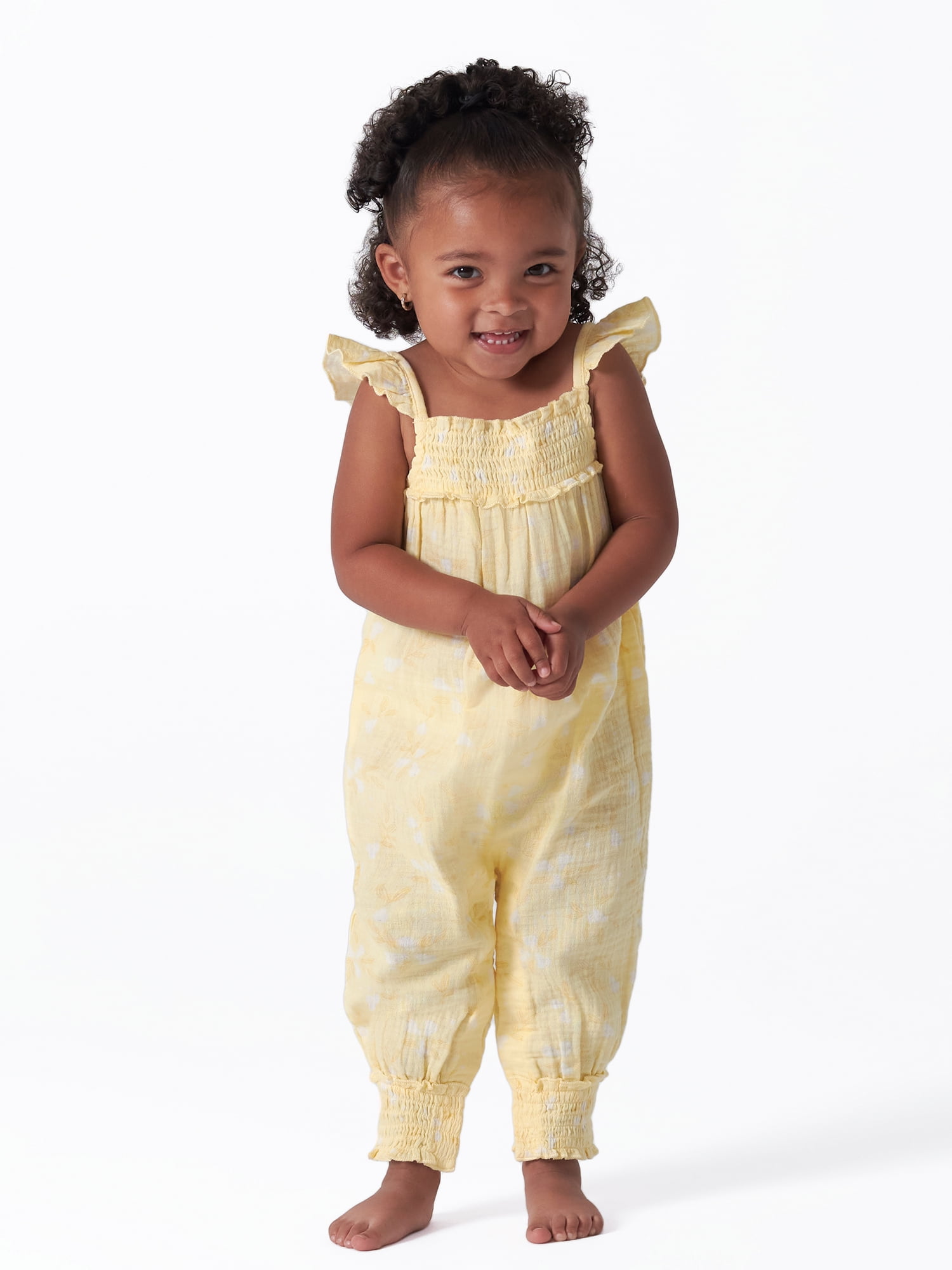 Modern Moments by Gerber Baby Girl Flutter Sleeve Gauze Romper, Sizes 0