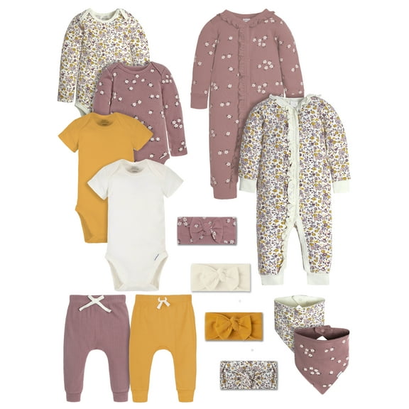 Modern Moments by Gerber Baby Girl Gift Set, 14-Piece (Newborn- 12M)