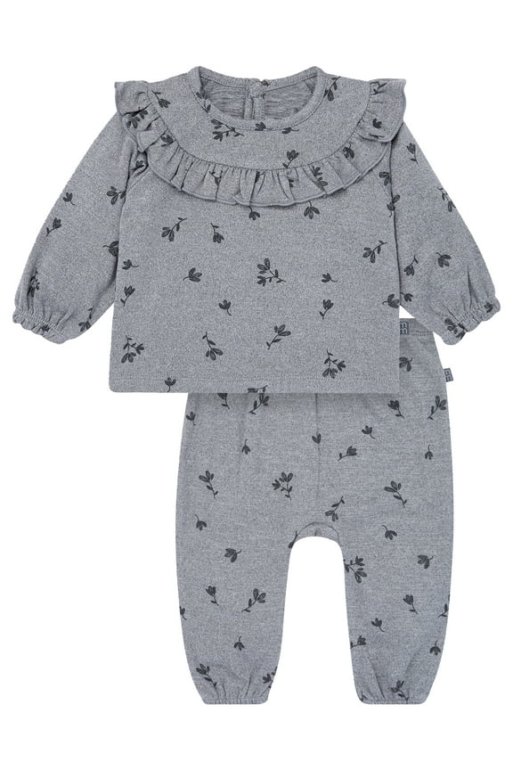 by Gerber Baby Girl Hacci Outfit Set With Ruffle, 2-Piece, Sizes 0/3 Months -24 Months