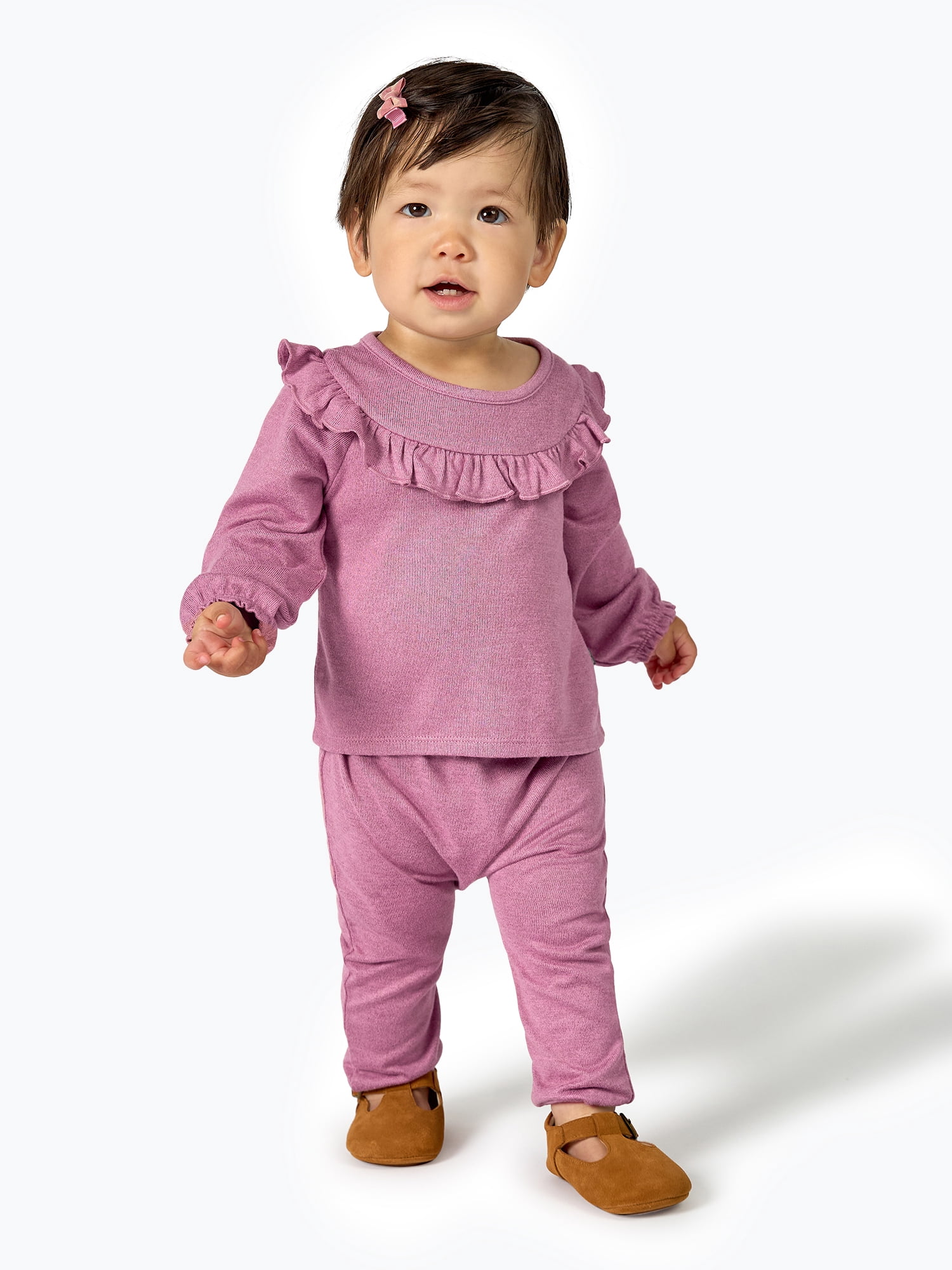 Modern Moments by Gerber Baby Girl Hacci Outfit Set With Ruffle, 2-Piece, Sizes 0/3 Months -24 Months