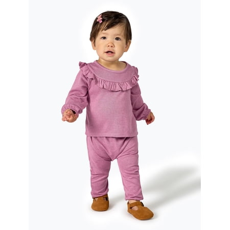 Modern Moments by Gerber Baby Girl Hacci Outfit Set With Ruffle, 2-Piece, Sizes 0/3 Months -24 Months