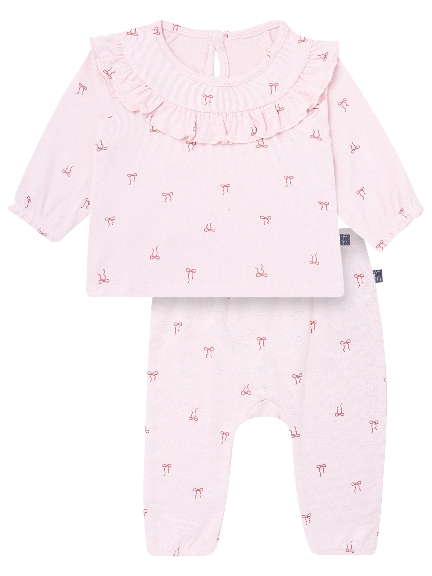 by Gerber Baby Girl Hacci Outfit Set With Ruffle, 2-Piece, Sizes 0/3 Months -24 Months