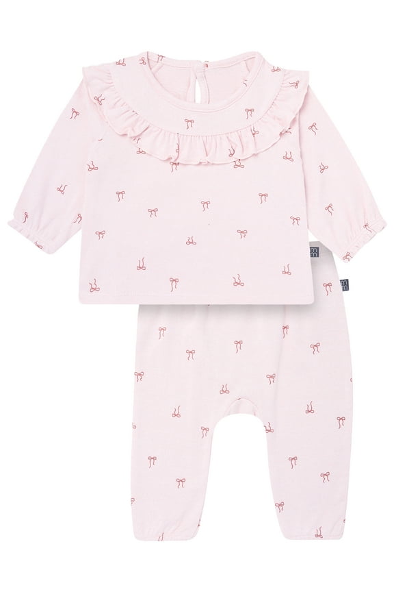 by Gerber Baby Girl Hacci Outfit Set With Ruffle, 2-Piece, Sizes 0/3 Months -24 Months
