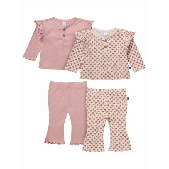 Modern Moments by Gerber Baby Girl Henley Ruffle Top With Pants, sizes 0/3 Months - 24 Months&nbsp;