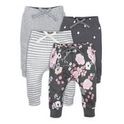 Modern Moments by Gerber Baby Girl Jogger Pants, 4-Pack (Newborn-24 Months)