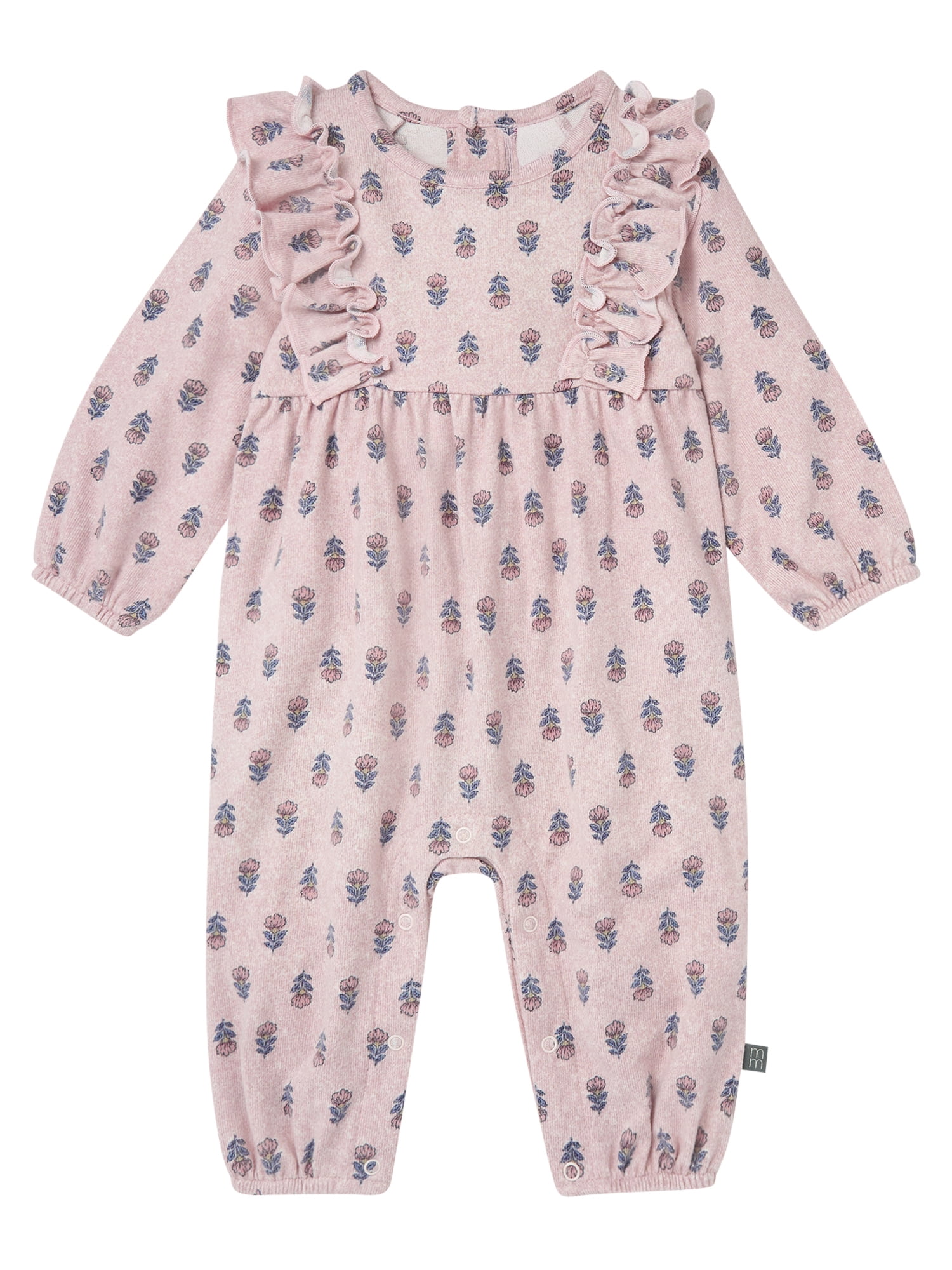 Modern Moments by Gerber Baby Girl Long Leg Romper with Ruffle Detail, Sizes 0/3 Months - 24 Months