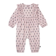 Modern Moments by Gerber Baby Girl Long Leg Romper with Ruffle Detail, Sizes 0/3 Months - 24 Months