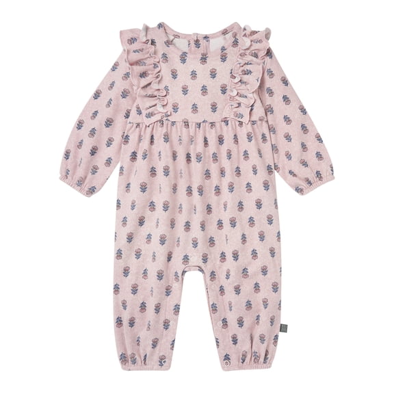Modern Moments by Gerber Baby Girl Long Leg Romper with Ruffle Detail, Sizes 0/3 Months - 24 Months