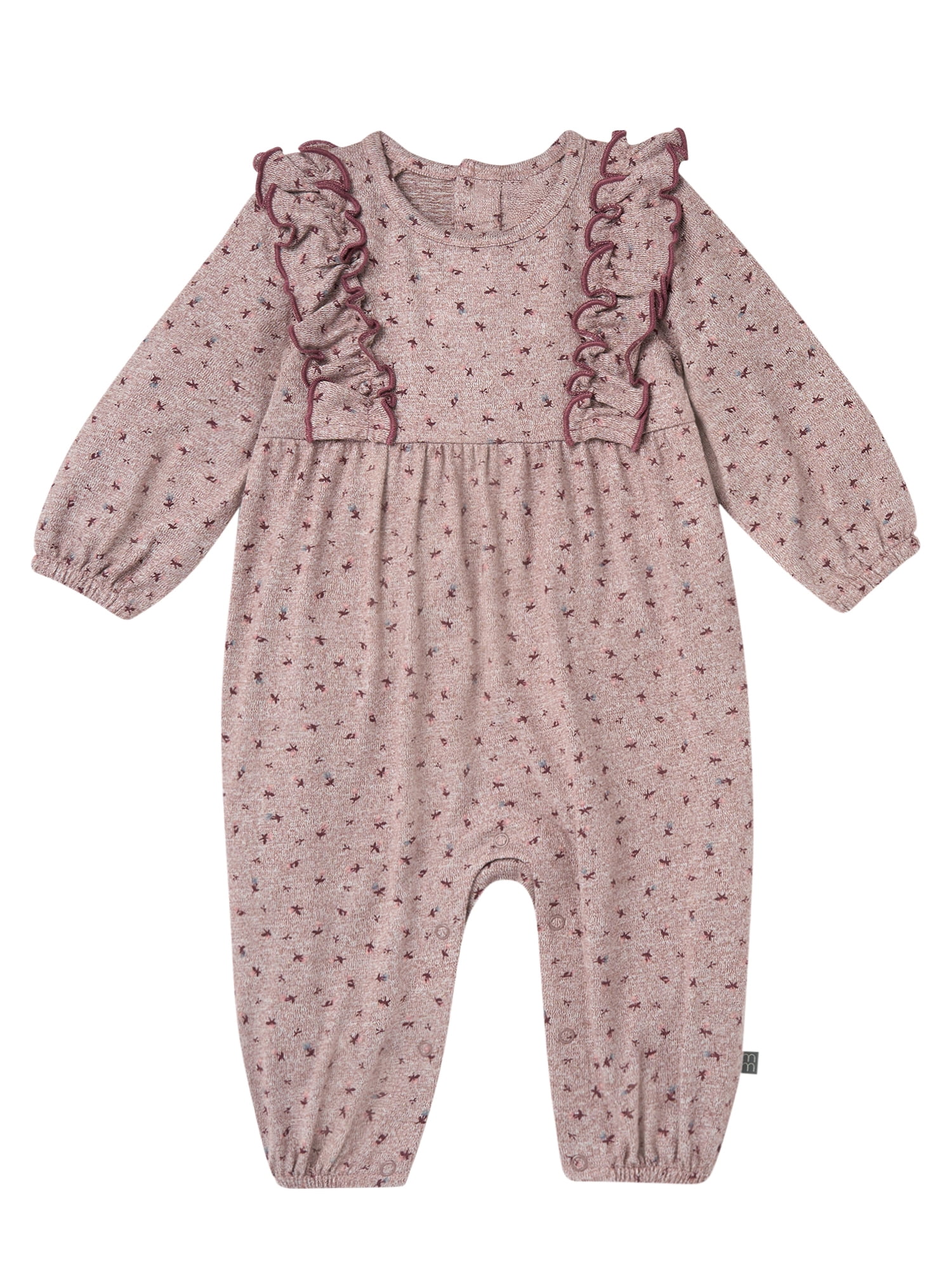 Modern Moments by Gerber Baby Girl Long Leg Romper with Ruffle Detail, Sizes 0/3 Months - 24 Months