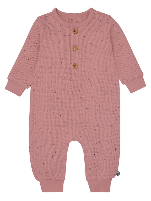 By Gerber Baby Girl Long Sleeve Slouch Romper, Sizes 0/3 Months - 24 Months
