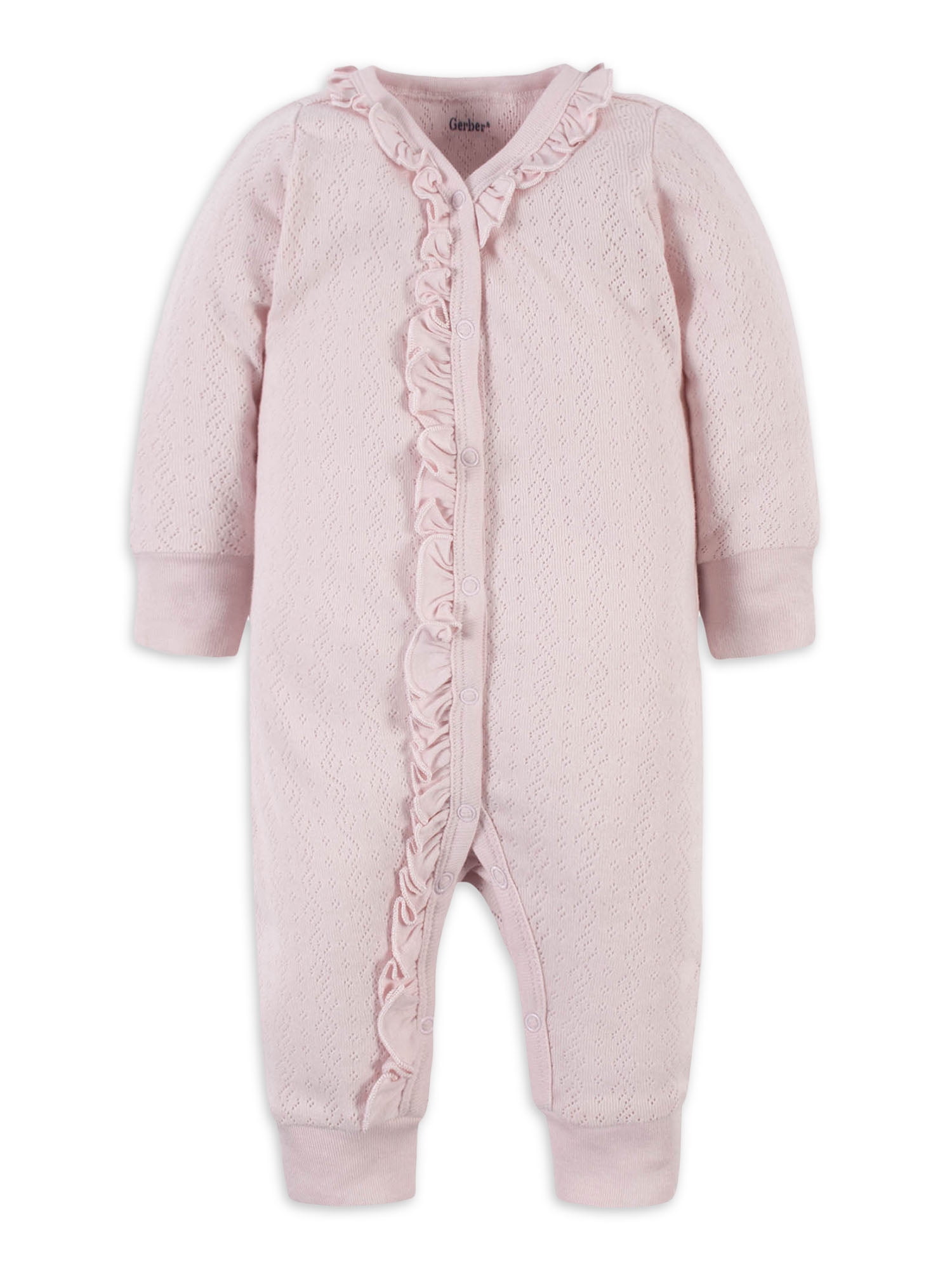 Modern Moments by Gerber Baby Girl Mitten Cuff Coverall, (Newborn 0/3