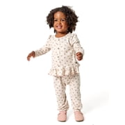Modern Moments by Gerber Baby Girl Mock Placket Top and Pant Outfit Set, 2-Piece, Sizes 0/3 Months - 24 Months