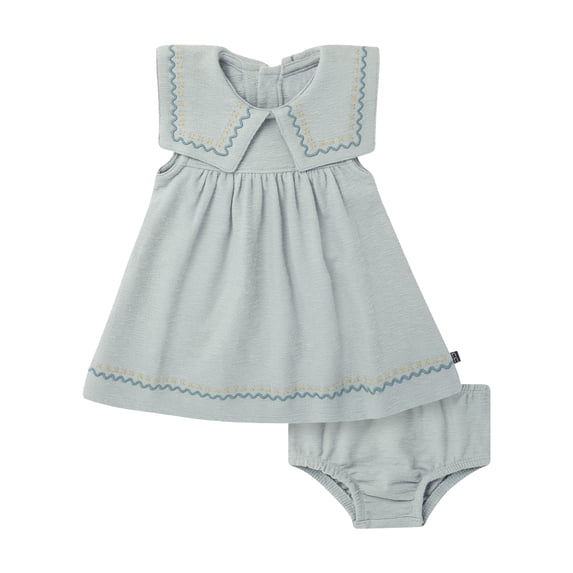 Modern Moments by Gerber Baby Girl Novelty Embroidered Collar Dress and Diaper Cover, 2-Piece, Sizes 0/3 Months - 24 Months