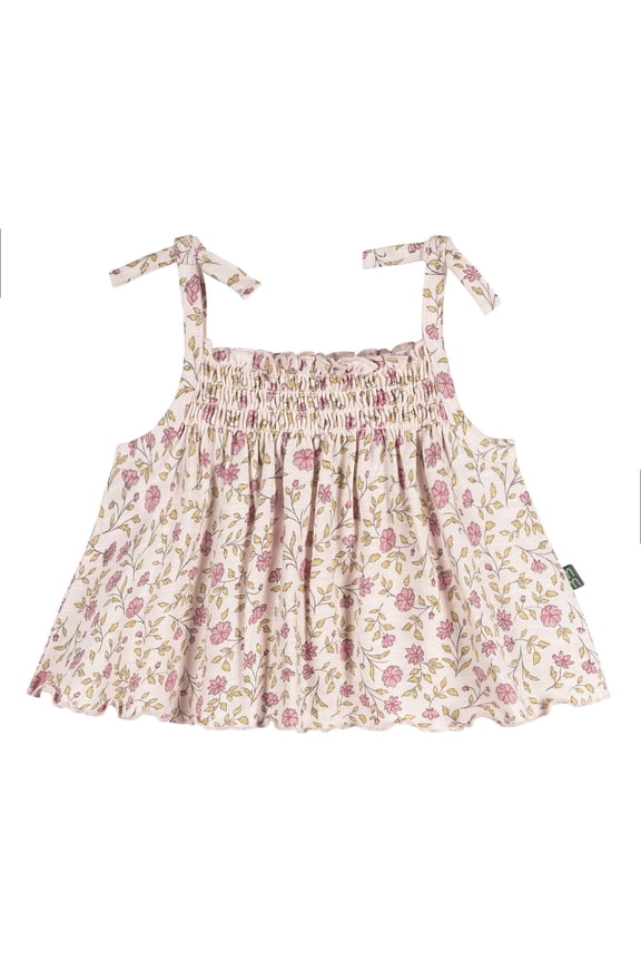 by Gerber Baby Girl Organic Smocked Sleeveless Top, Sizes 0/3 Months - 24 Months