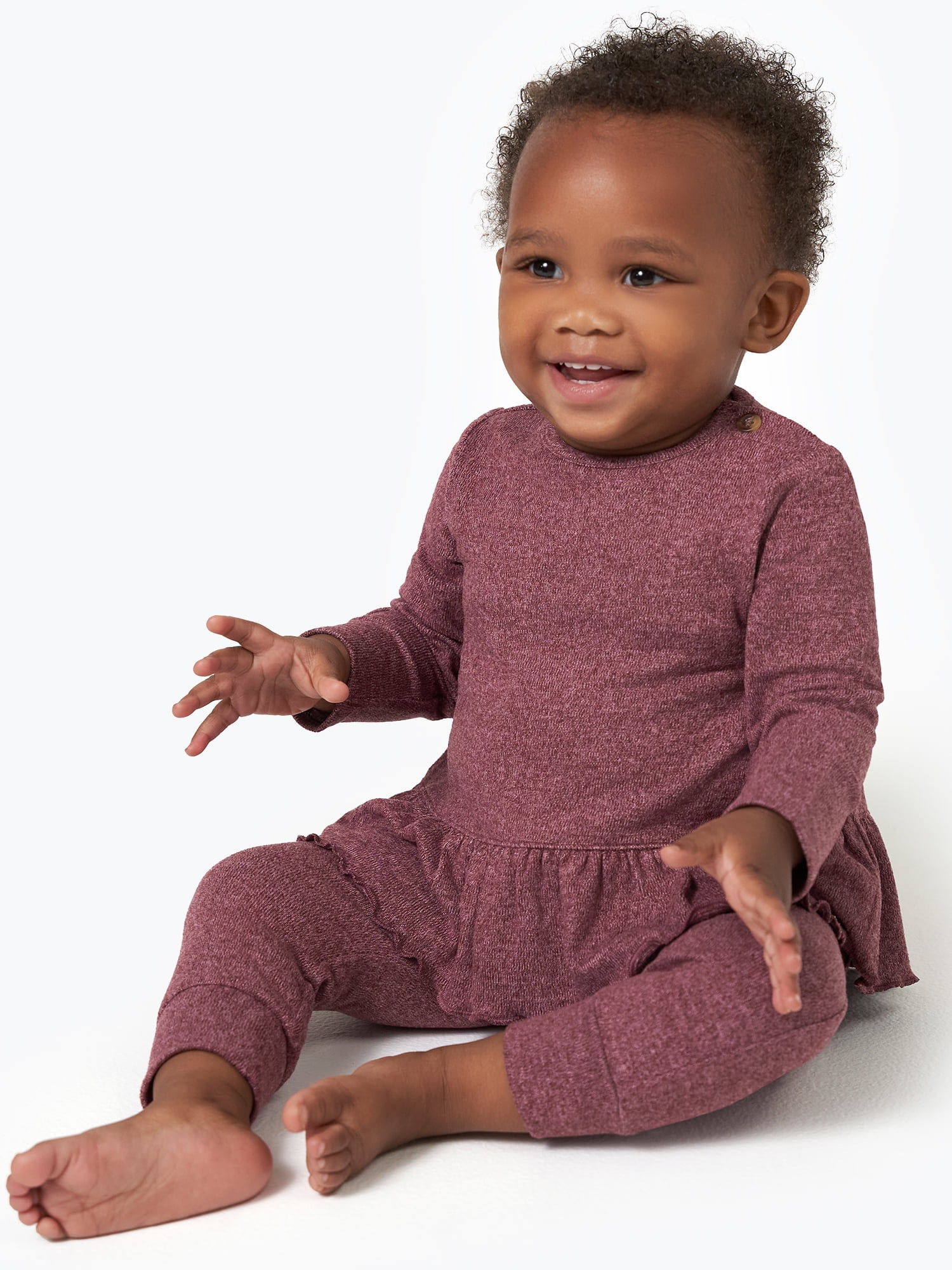 Modern Moments by Gerber Baby Girl Peplum Top and Legging Super Soft Hacci Set, 2-Piece, Sizes 0/3M - 24M
