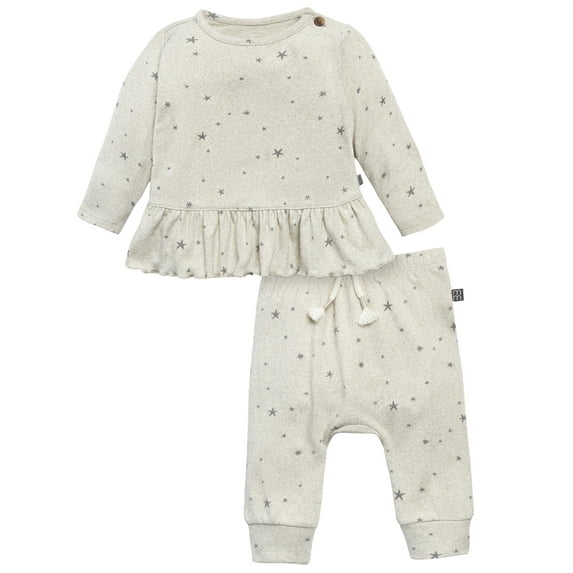 Modern Moments by Gerber Baby Girl Peplum Top and Legging Super Soft Hacci Set, 2-Piece, Sizes 0/3M - 24M